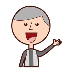 old man waving avatar character vector illustration design
