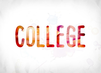 College Concept Painted Watercolor Word Art