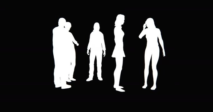 4k Business people silhouette talking or Using mobile Phones.