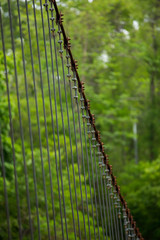 Waterfront is bridge made with sling at in Burirum Province in Thailand on the banks of the  volcano 