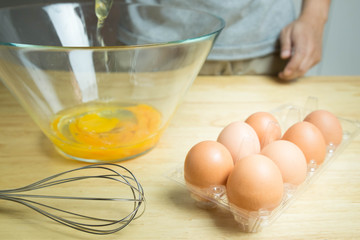 Preparing eggs for baking