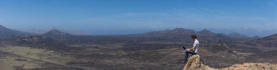 Businessman working outdoors