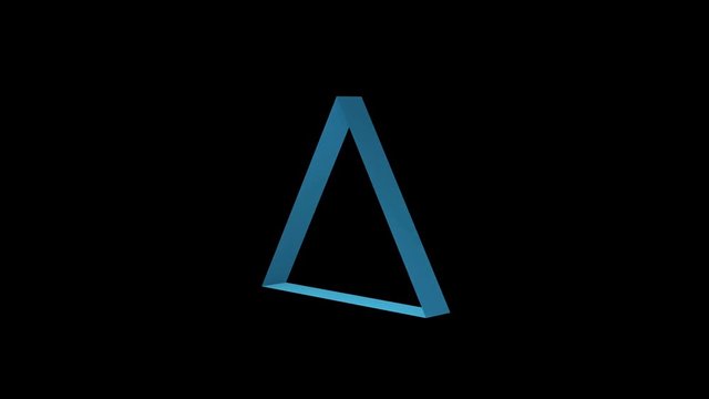 3D triangle shape rotating. Motion graphics with dark background.