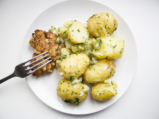 Potatoes and chicken steak