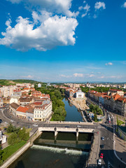 Fototapeta na wymiar Oradea town center aerial view from the city hall tower