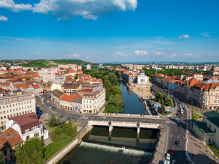 Fototapeta na wymiar Oradea town center aerial view from the city hall tower