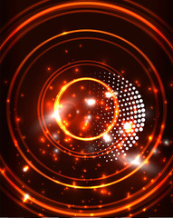 Neon circles abstract background