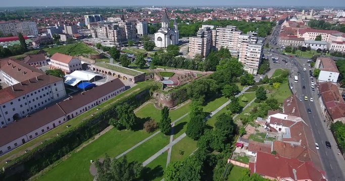 Oradea city centre and fortress from above