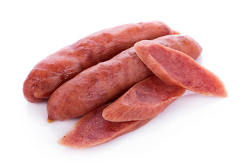 Chinese sausage on white background