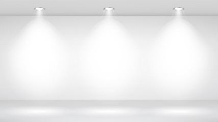 Photo Studio Room. Empty White Interior. Gallery, Architectural Design. Vector Illustration.