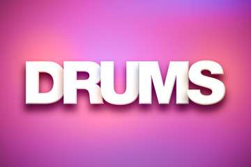 Drums Theme Word Art on Colorful Background
