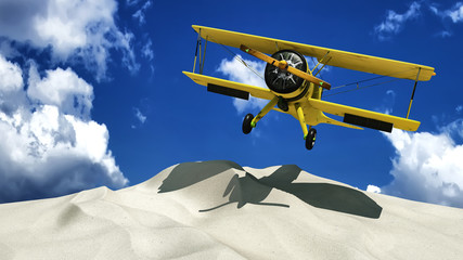 sunset and an antique propeller airplane © juanjo