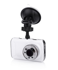 Car camera video recorder isolated on white background