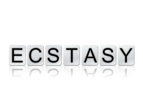 Ecstasy Concept Tiled Word Isolated on White