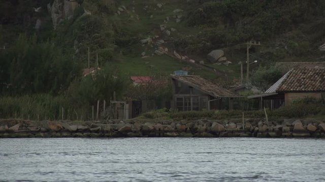 Three small fishingboats passing by,  Laguna,  Santa Catarina
