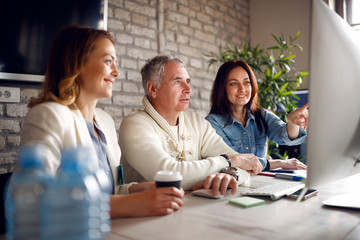 brainstorming meeting team - Coworkers discussion on business meeting.