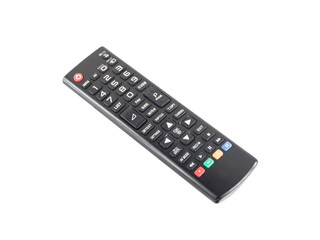 TV remote contol over white isolated background