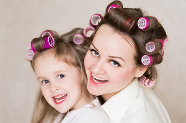  face, curlers, close up
