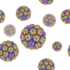 Human papillomavirus isolated on white. Seamless background. 3D illustration