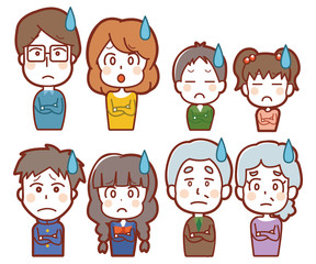 悩みを抱えるファミリーアイコンイラスト