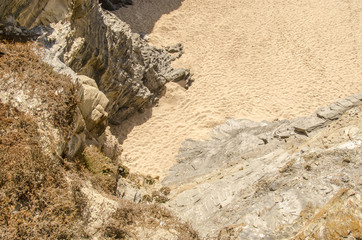 sand desert, view of the desert from an harsh rock