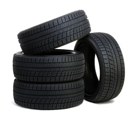 Car tires  on white