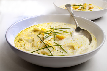 cullen skink, a specialty from scotland in a deep plate