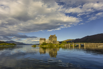 Fototapeta na wymiar Eilean Donan castle with bridge, Isle of Skye, Highlands, Scotland, United Kingdom
