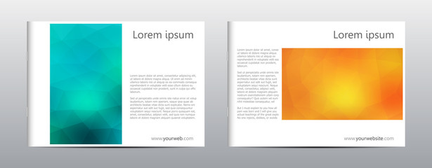 Brochure template layout, cover, annual report, magazine in A4 size with triangular shape. Geometric abstract background. Vector illustration