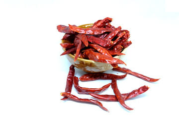  Dried red chilies, hot red pepper isolate on white background