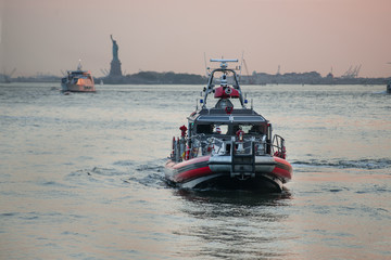 Fire department of New York FDNY rescue boat on East River