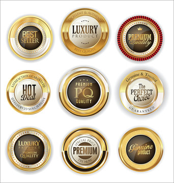 Golden luxury badges retro design collection
