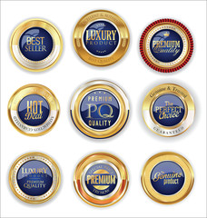 Golden luxury badges retro design collection
