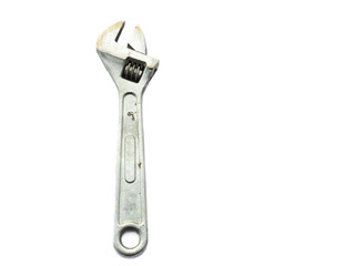 Adjustable wrench on white background