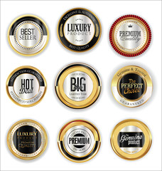 Golden luxury badges retro design collection