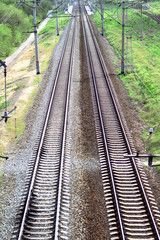 Railway tracks in a rural scene