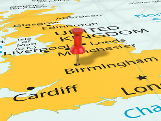 Pushpin on Birmingham map