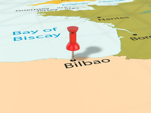 Pushpin on Bilbao map