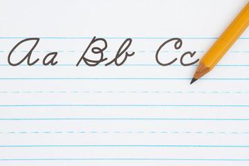 Learning to write cursive lettering