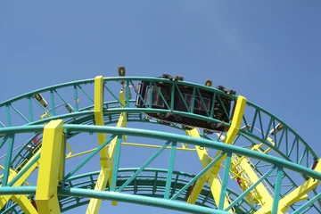 Deurstickers high roller coaster at the amusement Park © larisa