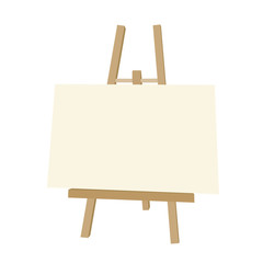 Vector illustration of wooden easel with blank paper, isolated on white background