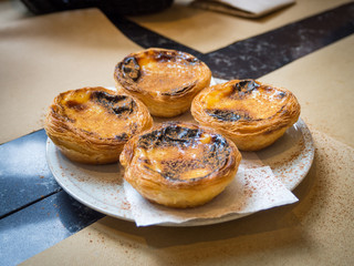 A plate with pasteis de nata