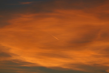 Clouds at sunset with golden glow