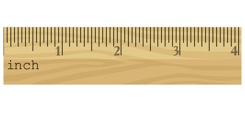 wooden ruler in inches