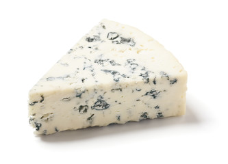 Gorgonzola Bleu Cheese on White Background - obrazy, fototapety, plakaty