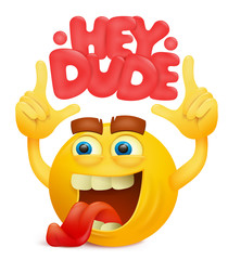 Toy soft teddy bear cartoon character with hey dude title
