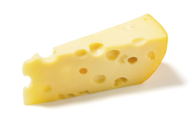 Swiss or  Emmental Cheese on White Background