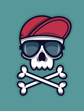 Cool skull in sunglasses and a cap