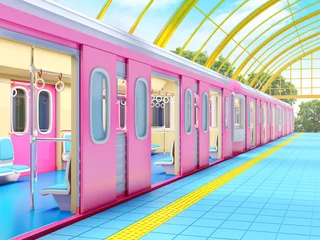 Keuken foto achterwand Treinstation train on fantasy station