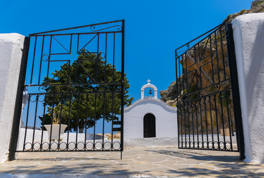 Church of Agios Pavlos. St Paul,s chapel in Greecce landscape.